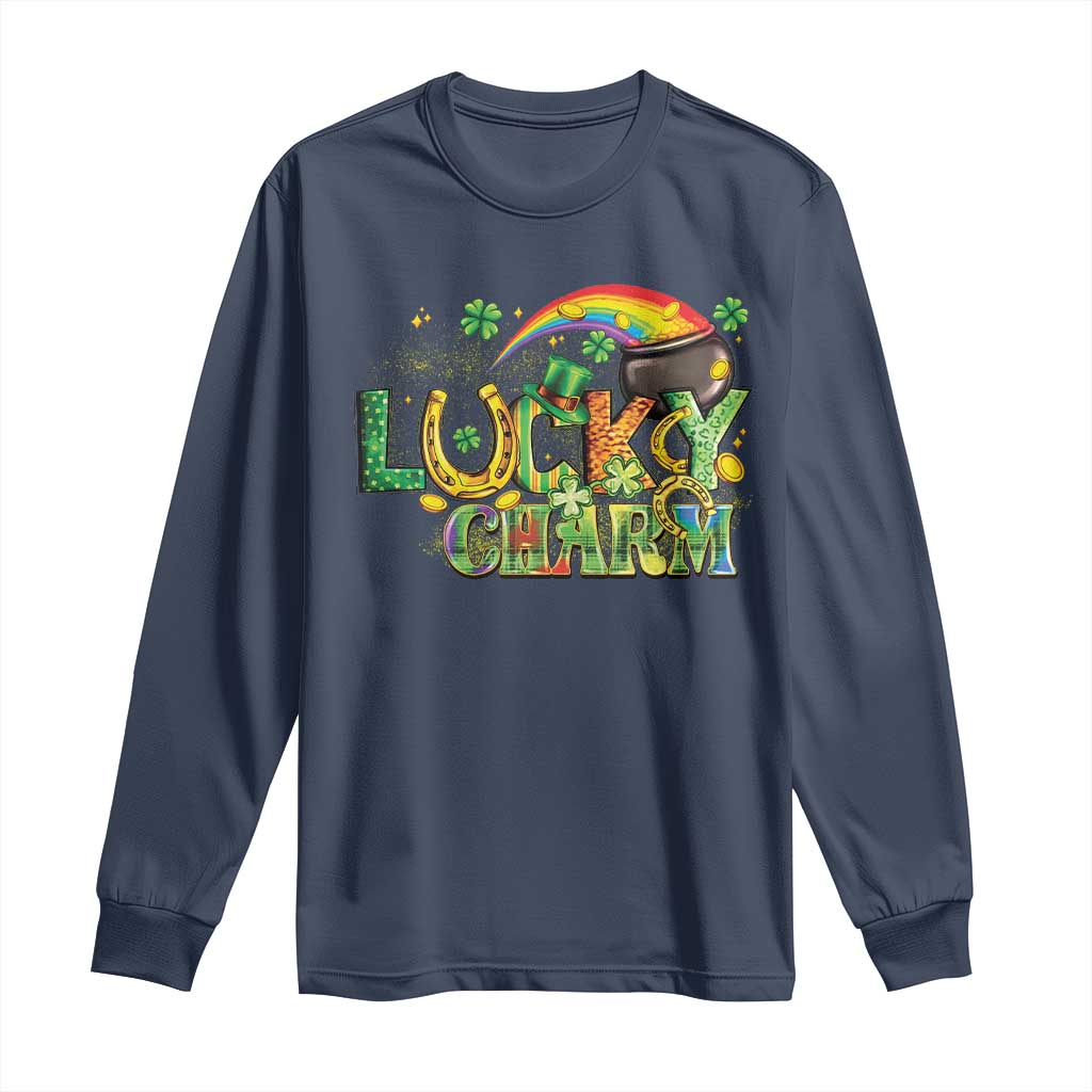Funny St Patrick's Day Lucky Charm Long Sleeve Shirt Rainbow Gold Pot Clover