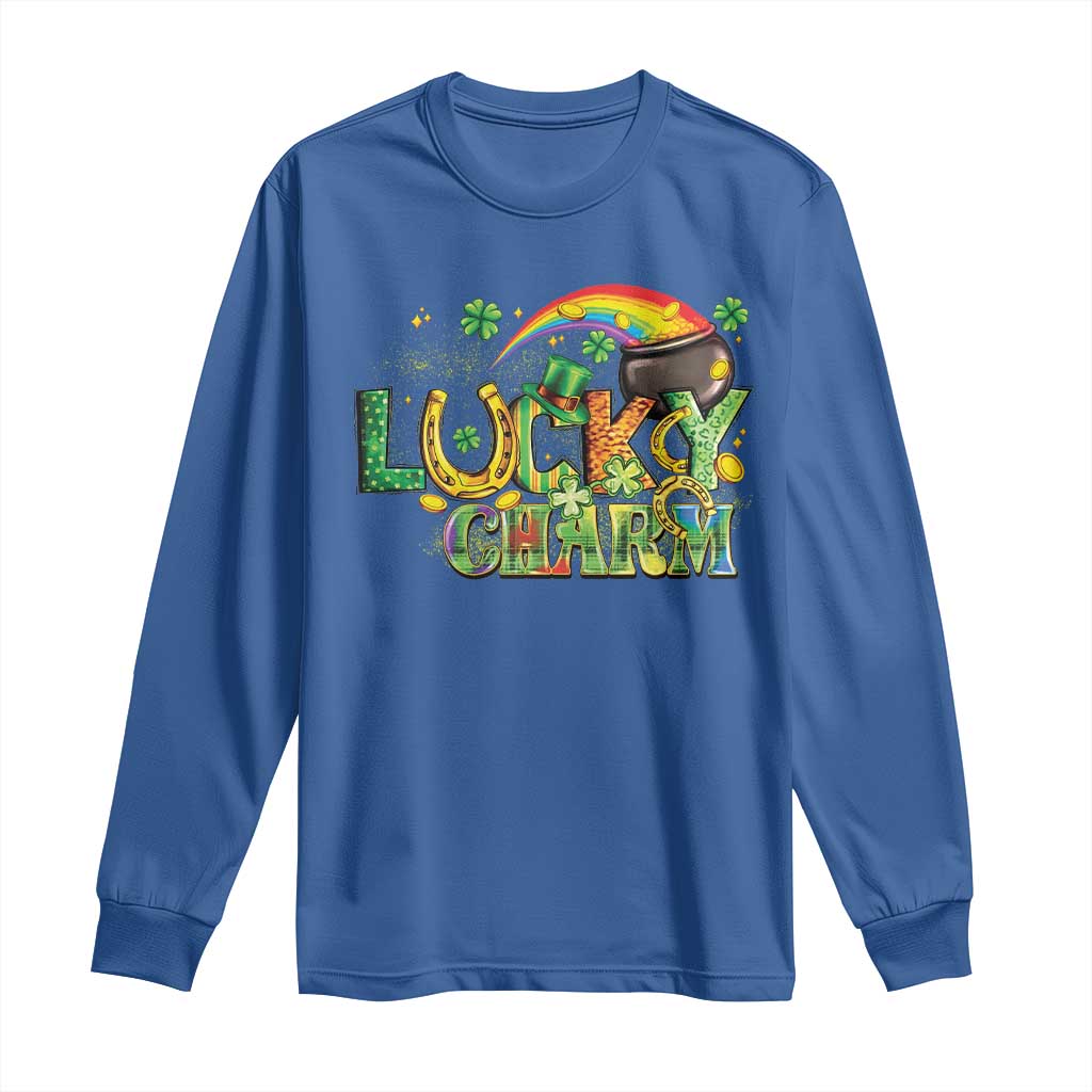 Funny St Patrick's Day Lucky Charm Long Sleeve Shirt Rainbow Gold Pot Clover