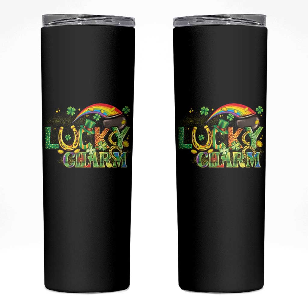 Funny St Patrick's Day Lucky Charm Skinny Tumbler Rainbow Gold Pot Clover