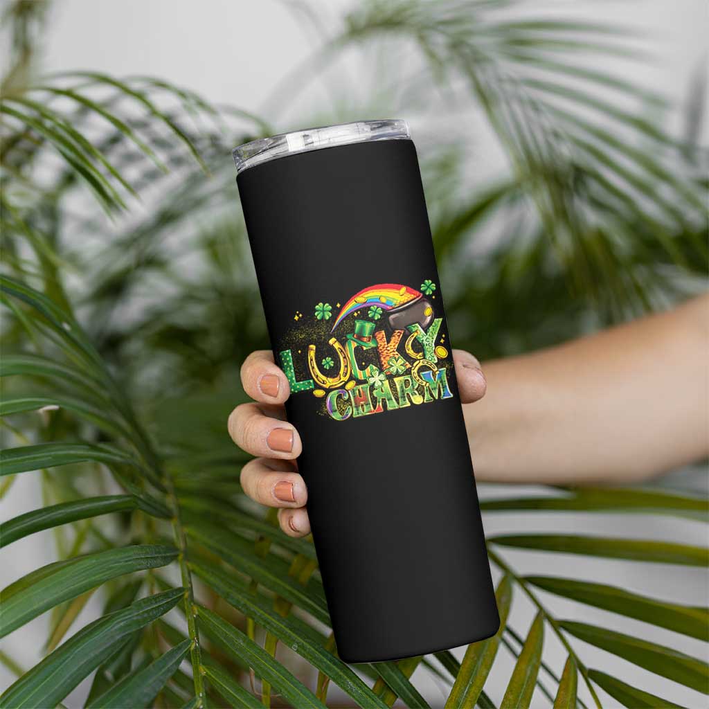 Funny St Patrick's Day Lucky Charm Skinny Tumbler Rainbow Gold Pot Clover