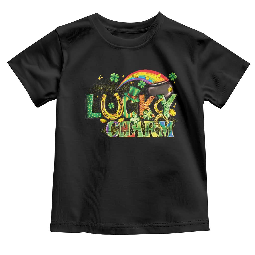 Funny St Patrick's Day Lucky Charm Toddler T Shirt Rainbow Gold Pot Clover