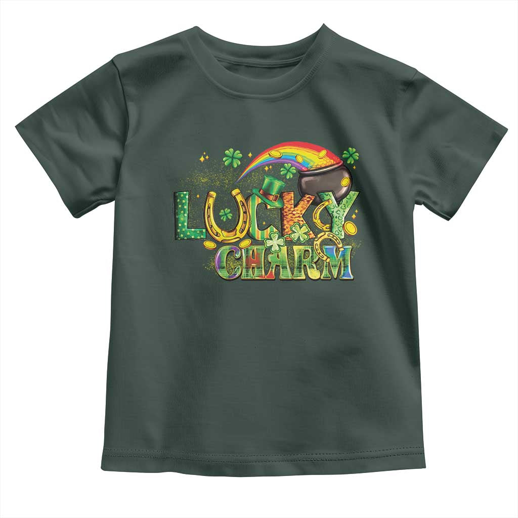 Funny St Patrick's Day Lucky Charm Toddler T Shirt Rainbow Gold Pot Clover