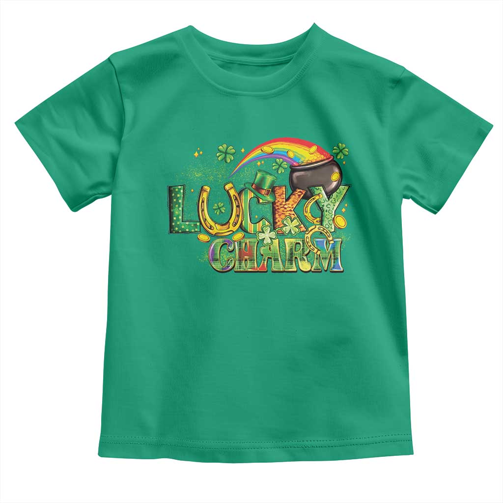 Funny St Patrick's Day Lucky Charm Toddler T Shirt Rainbow Gold Pot Clover