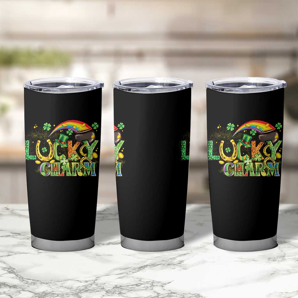 Funny St Patrick's Day Lucky Charm Tumbler Cup Rainbow Gold Pot Clover