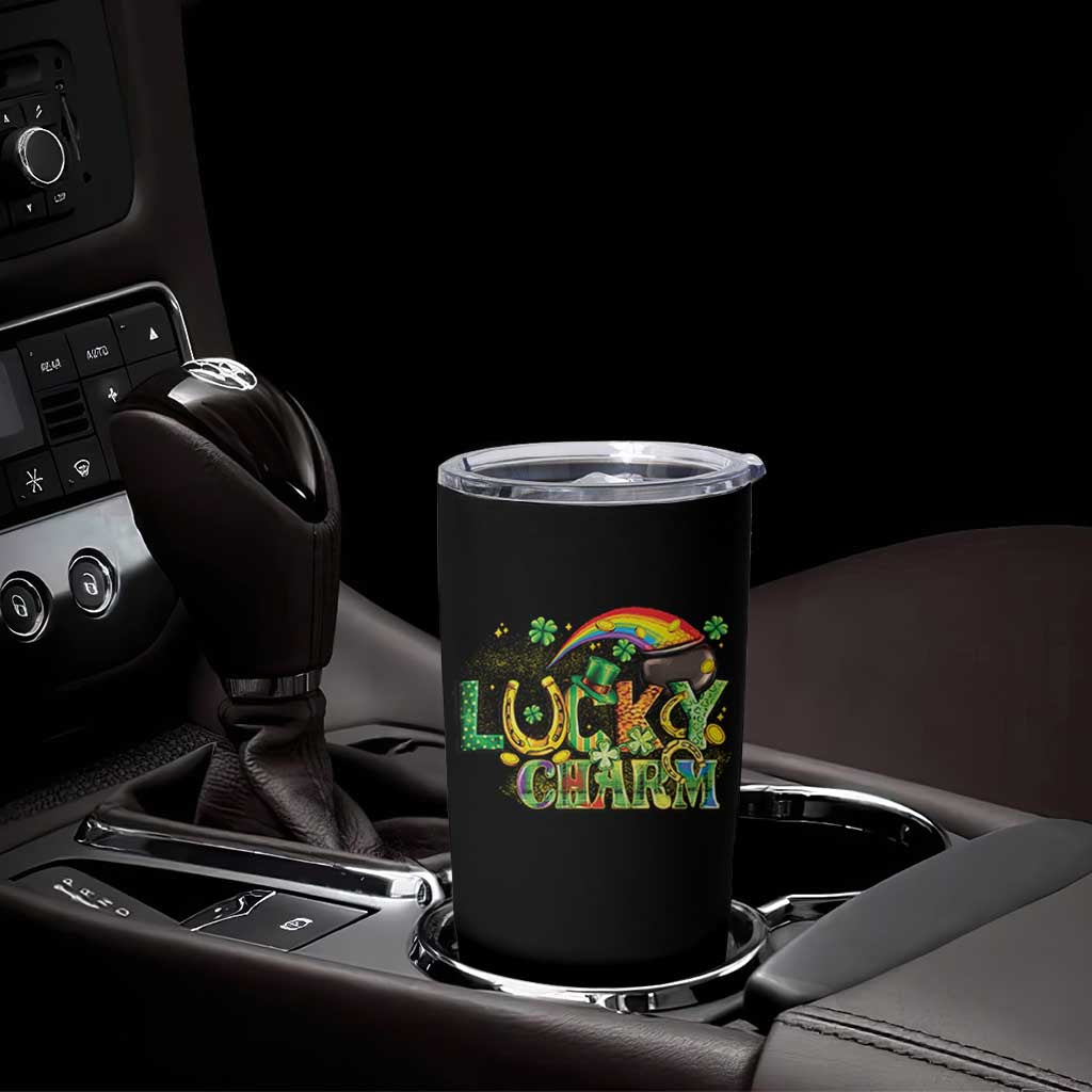 Funny St Patrick's Day Lucky Charm Tumbler Cup Rainbow Gold Pot Clover
