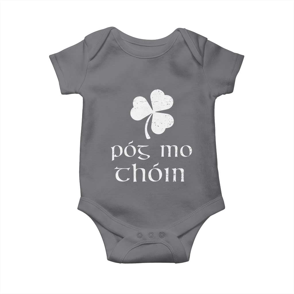 Funny Irish Pog Mo Thoin Baby Onesie St Patrick's Day Gaelic Saying Shamrock