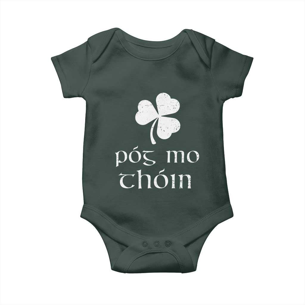 Funny Irish Pog Mo Thoin Baby Onesie St Patrick's Day Gaelic Saying Shamrock