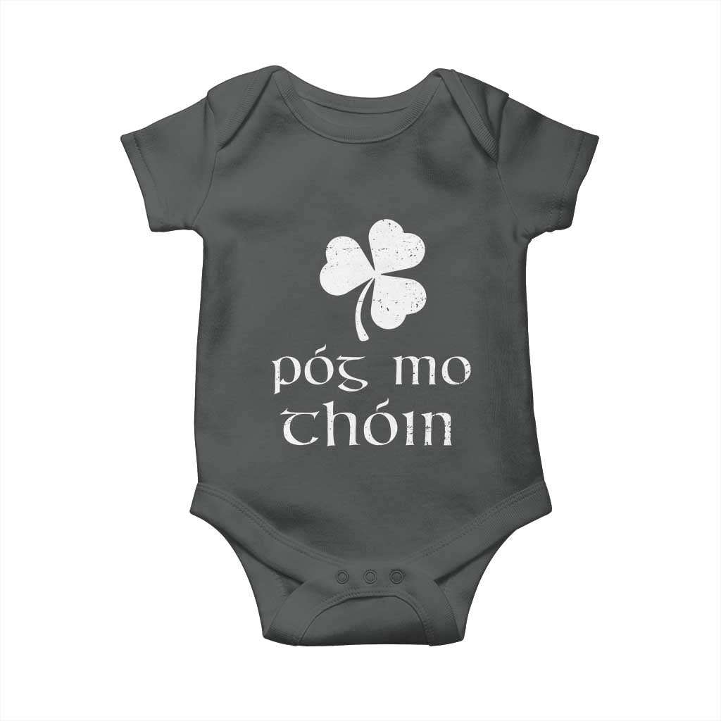 Funny Irish Pog Mo Thoin Baby Onesie St Patrick's Day Gaelic Saying Shamrock