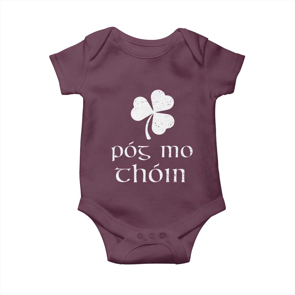Funny Irish Pog Mo Thoin Baby Onesie St Patrick's Day Gaelic Saying Shamrock