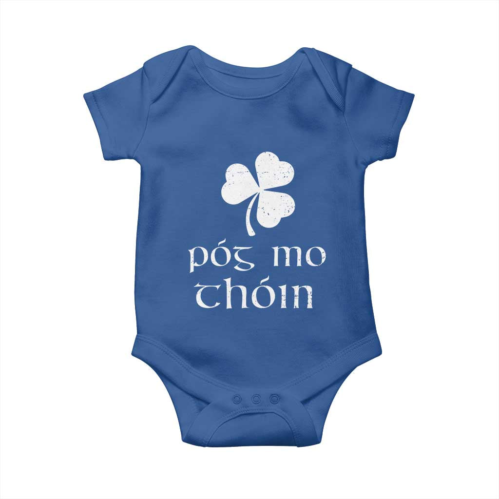 Funny Irish Pog Mo Thoin Baby Onesie St Patrick's Day Gaelic Saying Shamrock