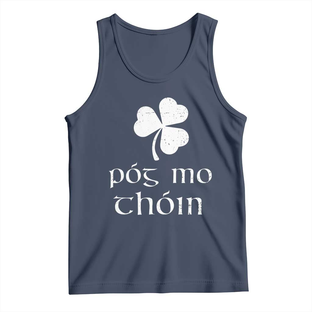 Funny Irish Pog Mo Thoin Tank Top St Patrick's Day Gaelic Saying Shamrock