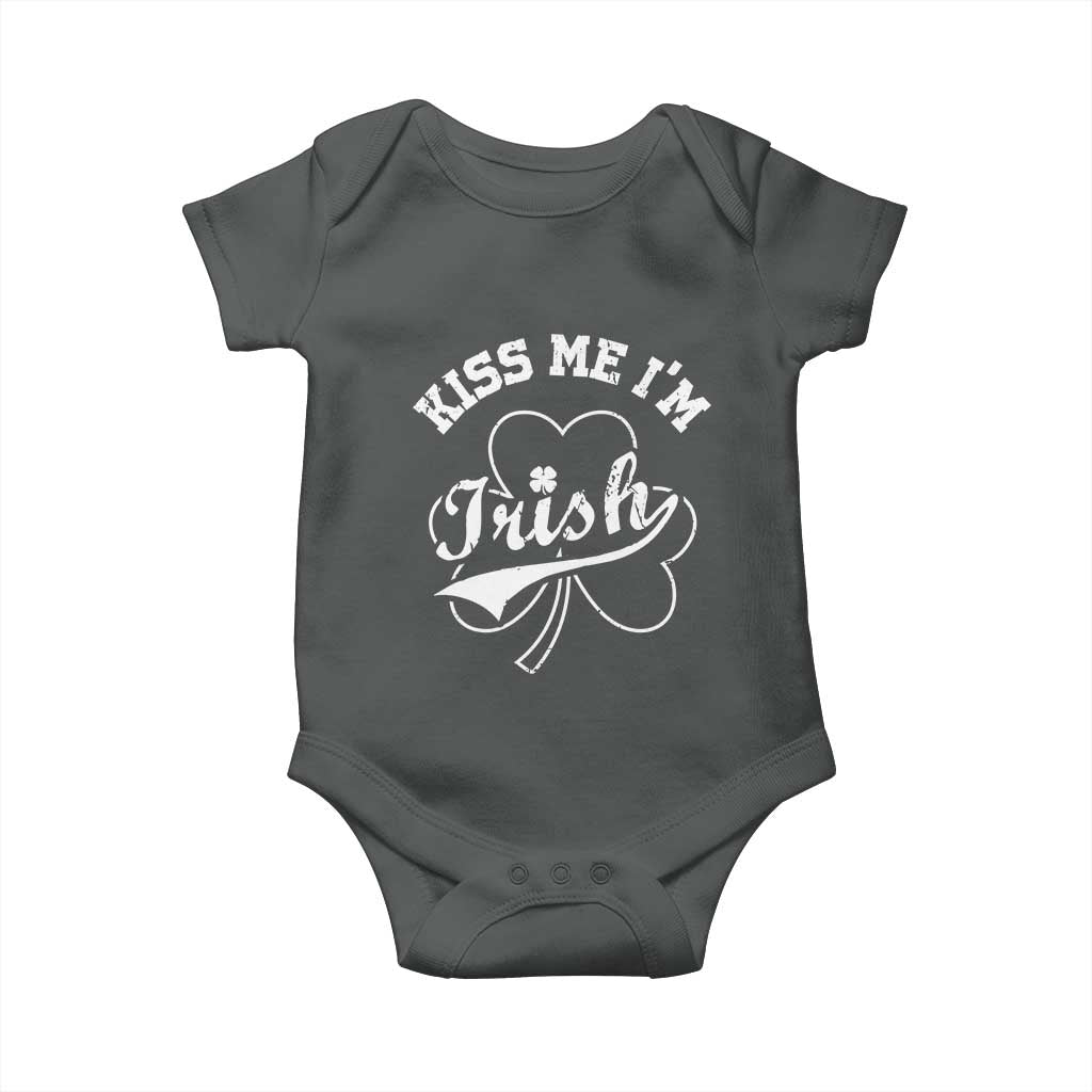 Funny Kiss Me I'm Irish St Patricks Day Baby Onesie Vintage Shamrock