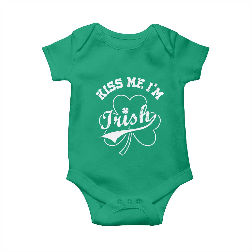 Funny Kiss Me I'm Irish St Patricks Day Baby Onesie Vintage Shamrock