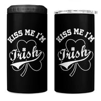 Funny Kiss Me I'm Irish St Patricks Day 4 in 1 Can Cooler Tumbler Vintage Shamrock