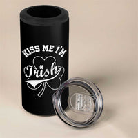 Funny Kiss Me I'm Irish St Patricks Day 4 in 1 Can Cooler Tumbler Vintage Shamrock