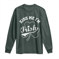 Funny Kiss Me I'm Irish St Patricks Day Long Sleeve Shirt Vintage Shamrock