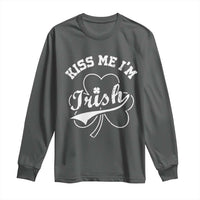 Funny Kiss Me I'm Irish St Patricks Day Long Sleeve Shirt Vintage Shamrock