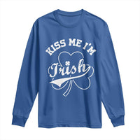 Funny Kiss Me I'm Irish St Patricks Day Long Sleeve Shirt Vintage Shamrock