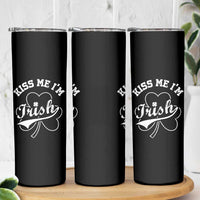 Funny Kiss Me I'm Irish St Patricks Day Skinny Tumbler Vintage Shamrock