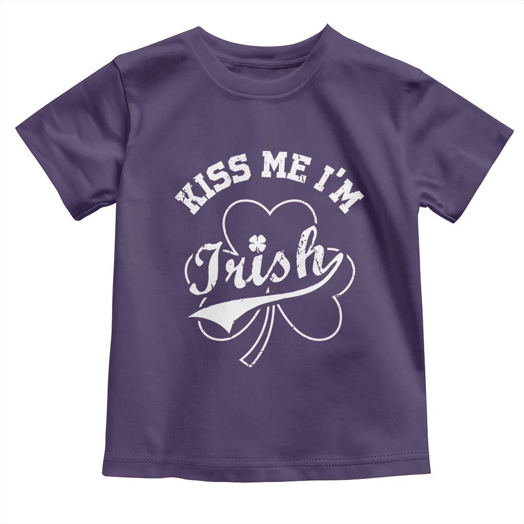 Funny Kiss Me I'm Irish St Patricks Day Toddler T Shirt Vintage Shamrock
