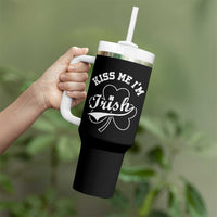 Funny Kiss Me I'm Irish St Patricks Day Tumbler With Handle Vintage Shamrock