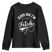 Funny Kiss Me I'm Irish St Patricks Day Youth Sweatshirt Vintage Shamrock