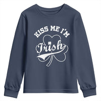 Funny Kiss Me I'm Irish St Patricks Day Youth Sweatshirt Vintage Shamrock