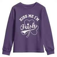 Funny Kiss Me I'm Irish St Patricks Day Youth Sweatshirt Vintage Shamrock