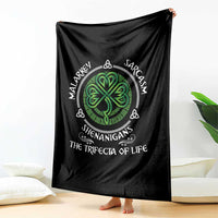 Funny St Patricks Day Irish Pride Throw Blanket Malarkey Sarcasm Shenanigans The Trifecta Of Life