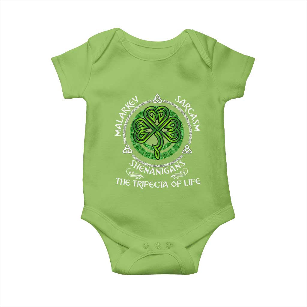 Funny St Patricks Day Irish Pride Baby Onesie Malarkey Sarcasm Shenanigans The Trifecta Of Life