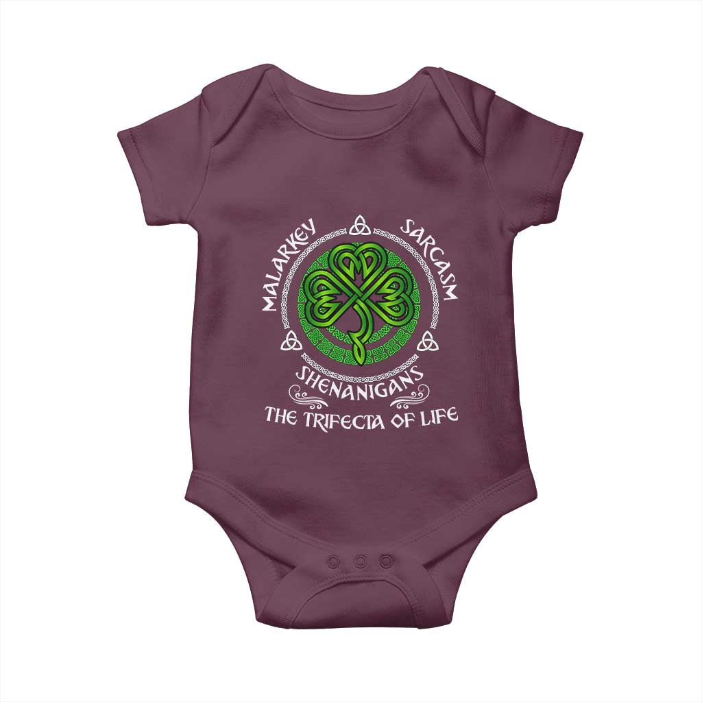 Funny St Patricks Day Irish Pride Baby Onesie Malarkey Sarcasm Shenanigans The Trifecta Of Life