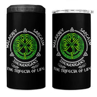 Funny St Patricks Day Irish Pride 4 in 1 Can Cooler Tumbler Malarkey Sarcasm Shenanigans The Trifecta Of Life