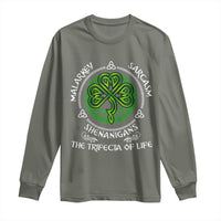 Funny St Patricks Day Irish Pride Long Sleeve Shirt Malarkey Sarcasm Shenanigans The Trifecta Of Life