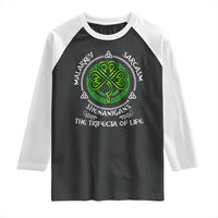 Funny St Patricks Day Irish Pride Raglan Shirt Malarkey Sarcasm Shenanigans The Trifecta Of Life