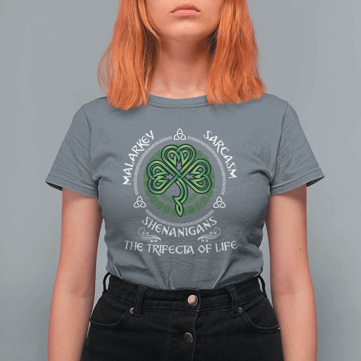 Funny St Patricks Day Irish Pride T Shirt For Women Malarkey Sarcasm Shenanigans The Trifecta Of Life