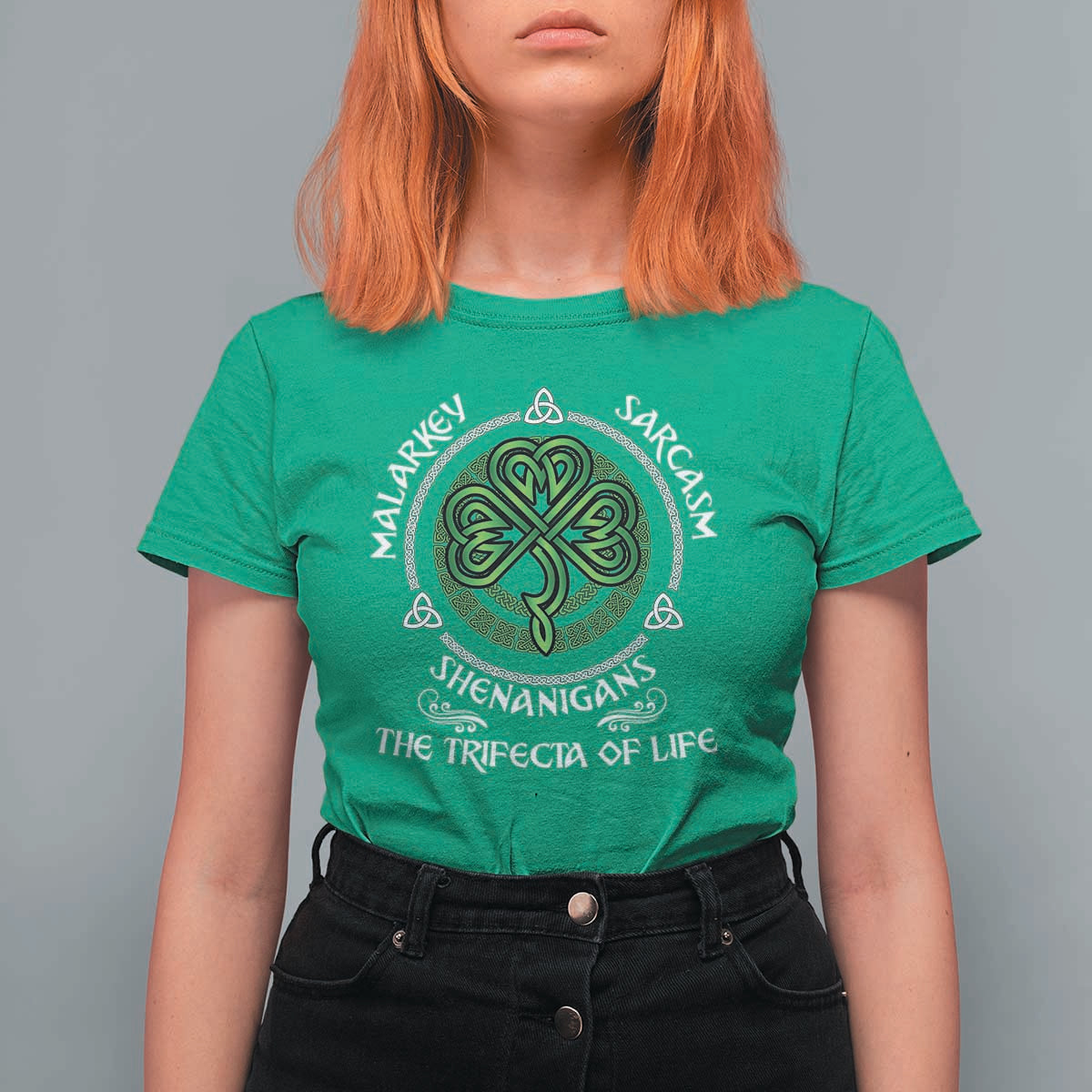 Funny St Patricks Day Irish Pride T Shirt For Women Malarkey Sarcasm Shenanigans The Trifecta Of Life