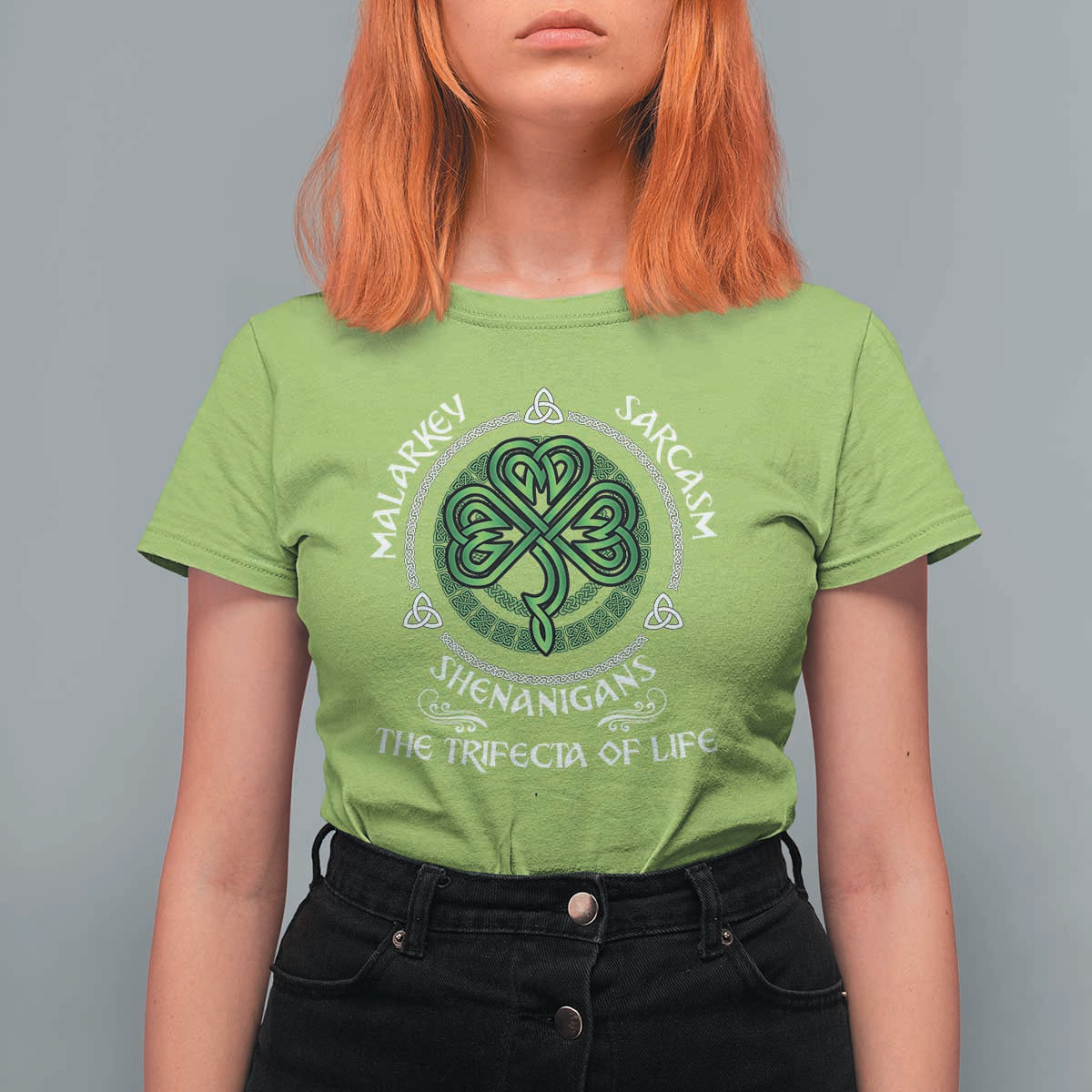 Funny St Patricks Day Irish Pride T Shirt For Women Malarkey Sarcasm Shenanigans The Trifecta Of Life