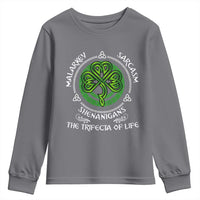 Funny St Patricks Day Irish Pride Youth Sweatshirt Malarkey Sarcasm Shenanigans The Trifecta Of Life