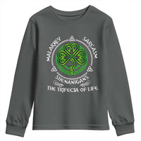 Funny St Patricks Day Irish Pride Youth Sweatshirt Malarkey Sarcasm Shenanigans The Trifecta Of Life