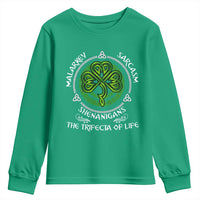 Funny St Patricks Day Irish Pride Youth Sweatshirt Malarkey Sarcasm Shenanigans The Trifecta Of Life
