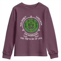 Funny St Patricks Day Irish Pride Youth Sweatshirt Malarkey Sarcasm Shenanigans The Trifecta Of Life