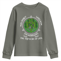 Funny St Patricks Day Irish Pride Youth Sweatshirt Malarkey Sarcasm Shenanigans The Trifecta Of Life