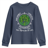 Funny St Patricks Day Irish Pride Youth Sweatshirt Malarkey Sarcasm Shenanigans The Trifecta Of Life