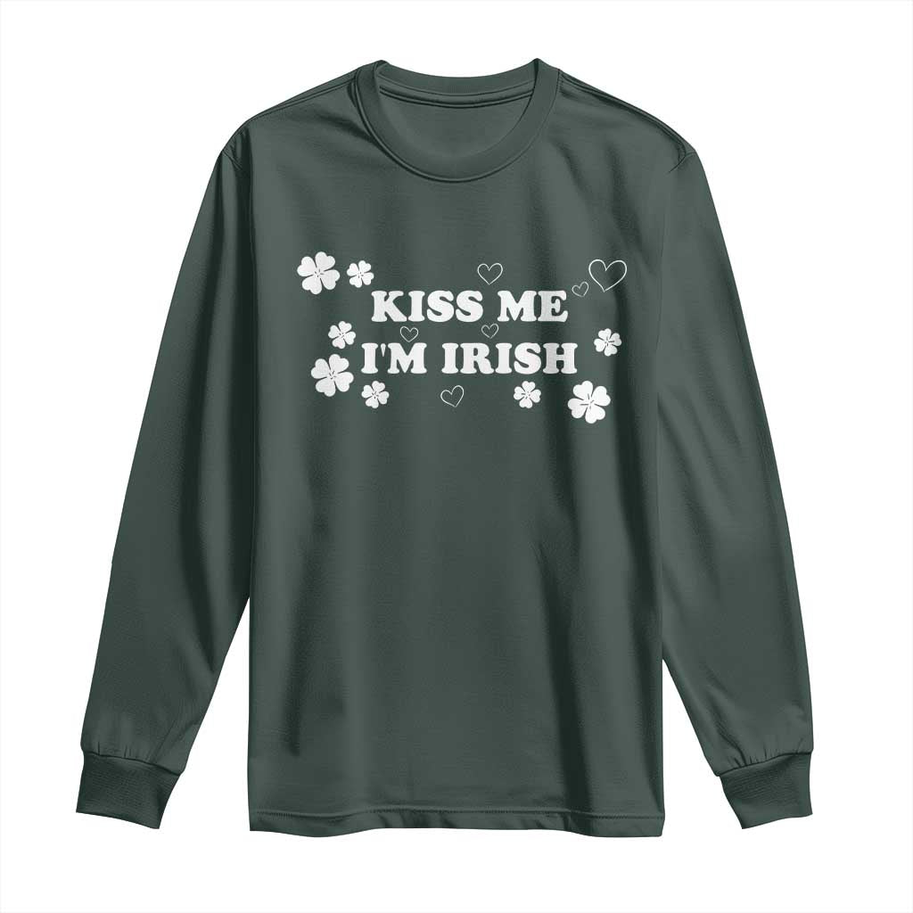 Funny Kiss Me I'm Irish St Patricks Day Long Sleeve Shirt