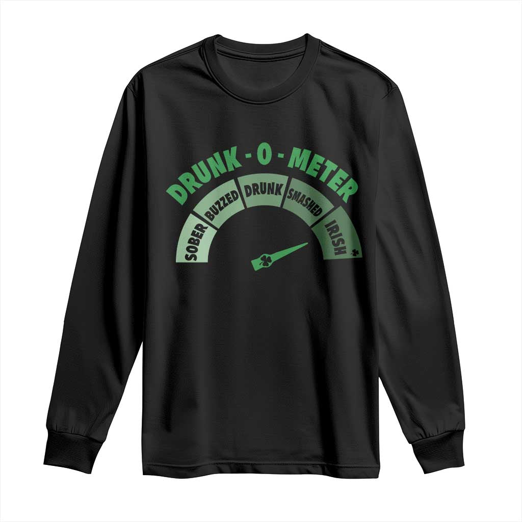 Funny Irish St. Patrick's Day Long Sleeve Shirt Drunk-O-Meter Drinking Party Shamrock