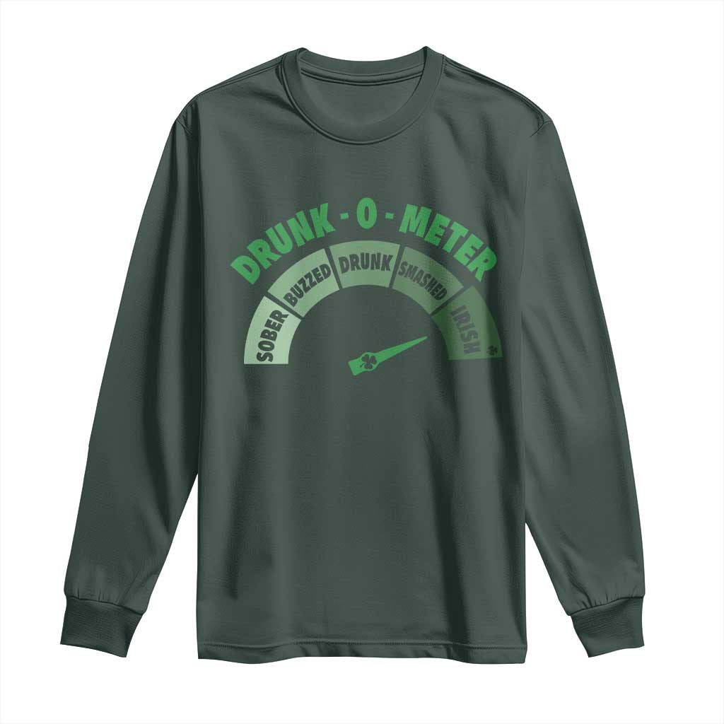 Funny Irish St. Patrick's Day Long Sleeve Shirt Drunk-O-Meter Drinking Party Shamrock