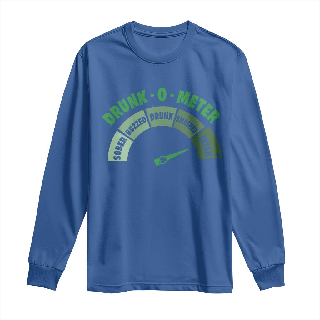 Funny Irish St. Patrick's Day Long Sleeve Shirt Drunk-O-Meter Drinking Party Shamrock