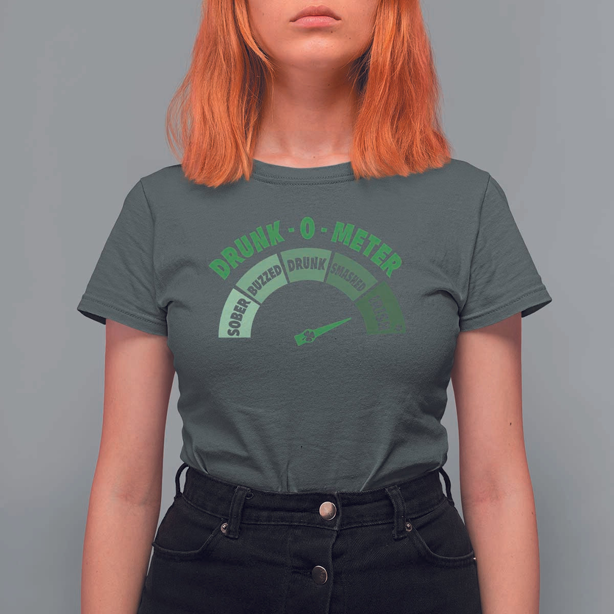 Funny Irish St. Patrick's Day T Shirt For Women Drunk-O-Meter Drinking Party Shamrock