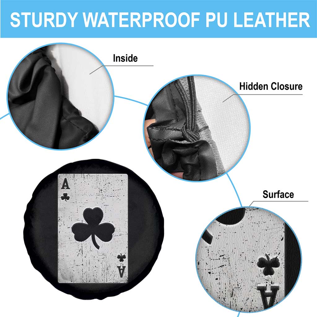 Funny St Patrick's Day Shamrock Clubs Poker Card Spare Tire Cover