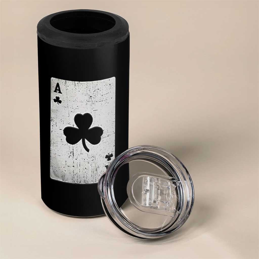 Funny St Patrick's Day Shamrock Clubs Poker Card 4 in 1 Can Cooler Tumbler